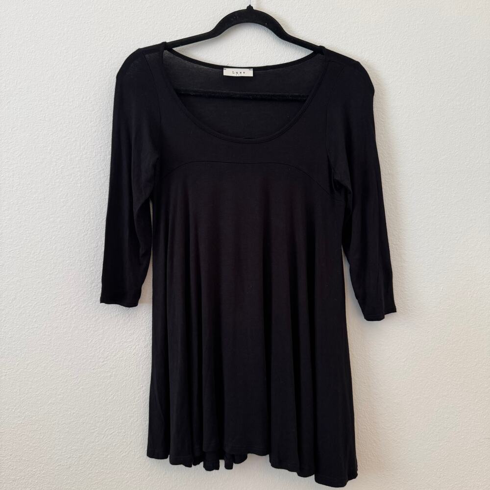 LUXE USA Jersey Babydoll‎ Swing Top – Black – Medium